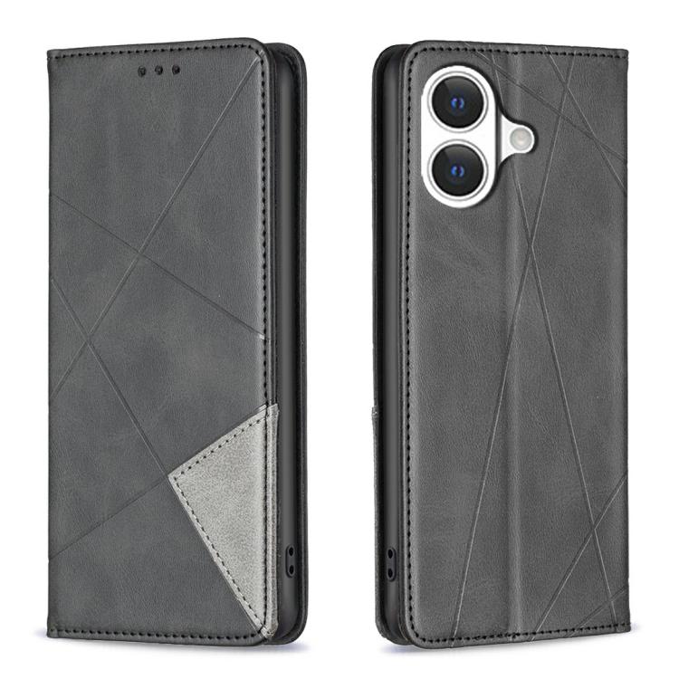 Capa para telemóvel em pele magnética com textura de losangos, para iPhone 17 Pro Max, para iPhone 17 Pro, para iPhone 17, para iPhone Air, para iPhone 16 Pro Max, para iPhone 16 Pro, para iPhone 16 Plus, para iPhone 16