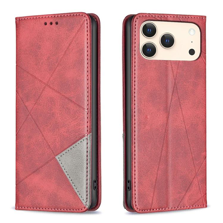 Capa para telemóvel em pele magnética com textura de losangos, para iPhone 17 Pro Max, para iPhone 17 Pro, para iPhone 17, para iPhone Air, para iPhone 16 Pro Max, para iPhone 16 Pro, para iPhone 16 Plus, para iPhone 16