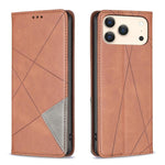 Capa para telemóvel em pele magnética com textura de losangos, para iPhone 17 Pro Max, para iPhone 17 Pro, para iPhone 17, para iPhone Air, para iPhone 16 Pro Max, para iPhone 16 Pro, para iPhone 16 Plus, para iPhone 16