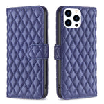 Capa carteira para telemóvel em pele com padrão de losangos e fecho de aba, para iPhone 17e / 16e, para iPhone 17 Pro Max, para iPhone 17 Pro, para iPhone 17, para iPhone Air, para iPhone 16 Pro Max, para iPhone 16 Pro, para iPhone 16 Plus