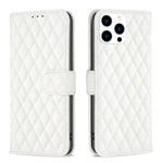 Capa carteira para telemóvel em pele com padrão de losangos e fecho de aba, para iPhone 17e / 16e, para iPhone 17 Pro Max, para iPhone 17 Pro, para iPhone 17, para iPhone Air, para iPhone 16 Pro Max, para iPhone 16 Pro, para iPhone 16 Plus