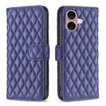 Capa carteira para telemóvel em pele com padrão de losangos e fecho de aba, para iPhone 17e / 16e, para iPhone 17 Pro Max, para iPhone 17 Pro, para iPhone 17, para iPhone Air, para iPhone 16 Pro Max, para iPhone 16 Pro, para iPhone 16 Plus