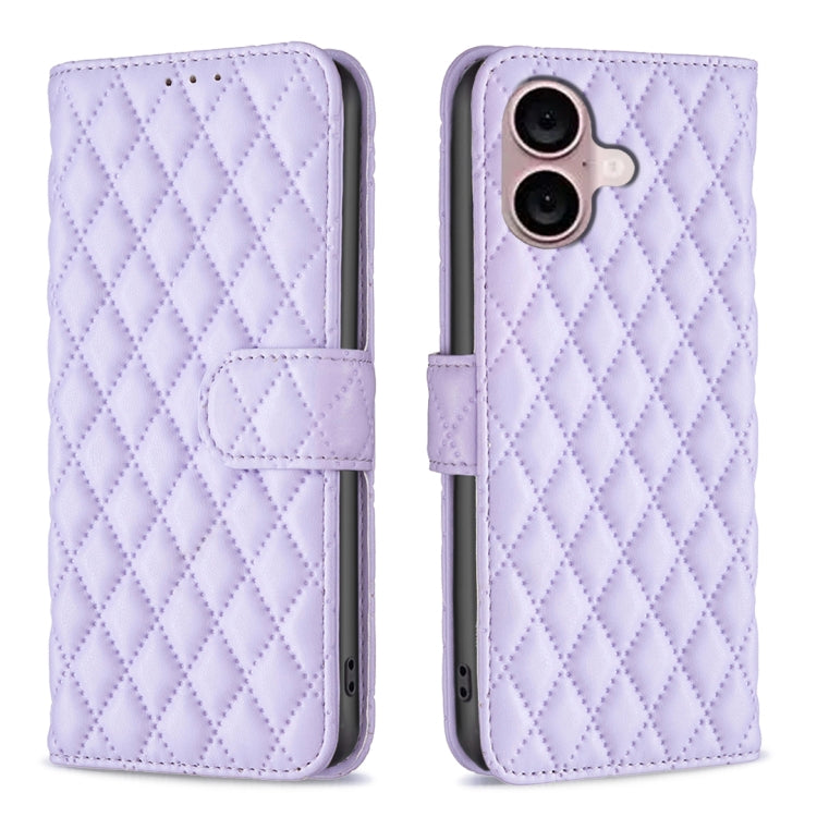 Capa carteira para telemóvel em pele com padrão de losangos e fecho de aba, para iPhone 17e / 16e, para iPhone 17 Pro Max, para iPhone 17 Pro, para iPhone 17, para iPhone Air, para iPhone 16 Pro Max, para iPhone 16 Pro, para iPhone 16 Plus