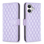Capa carteira para telemóvel em pele com padrão de losangos e fecho de aba, para iPhone 17e / 16e, para iPhone 17 Pro Max, para iPhone 17 Pro, para iPhone 17, para iPhone Air, para iPhone 16 Pro Max, para iPhone 16 Pro, para iPhone 16 Plus