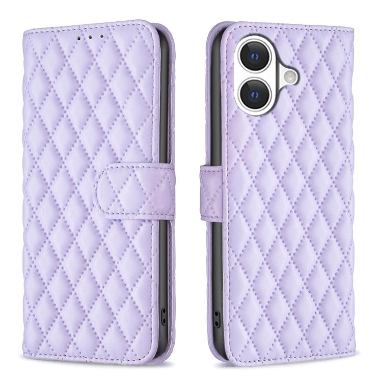 Capa carteira para telemóvel em pele com padrão de losangos e fecho de aba, para iPhone 17e / 16e, para iPhone 17 Pro Max, para iPhone 17 Pro, para iPhone 17, para iPhone Air, para iPhone 16 Pro Max, para iPhone 16 Pro, para iPhone 16 Plus