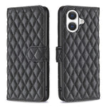 Capa carteira para telemóvel em pele com padrão de losangos e fecho de aba, para iPhone 17e / 16e, para iPhone 17 Pro Max, para iPhone 17 Pro, para iPhone 17, para iPhone Air, para iPhone 16 Pro Max, para iPhone 16 Pro, para iPhone 16 Plus