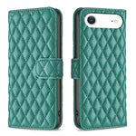 Capa carteira para telemóvel em pele com padrão de losangos e fecho de aba, para iPhone 17e / 16e, para iPhone 17 Pro Max, para iPhone 17 Pro, para iPhone 17, para iPhone Air, para iPhone 16 Pro Max, para iPhone 16 Pro, para iPhone 16 Plus