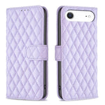 Capa carteira para telemóvel em pele com padrão de losangos e fecho de aba, para iPhone 17e / 16e, para iPhone 17 Pro Max, para iPhone 17 Pro, para iPhone 17, para iPhone Air, para iPhone 16 Pro Max, para iPhone 16 Pro, para iPhone 16 Plus