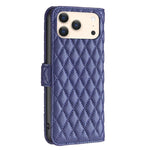 Capa carteira para telemóvel em pele com padrão de losangos e fecho de aba, para iPhone 17e / 16e, para iPhone 17 Pro Max, para iPhone 17 Pro, para iPhone 17, para iPhone Air, para iPhone 16 Pro Max, para iPhone 16 Pro, para iPhone 16 Plus