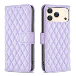 Capa carteira para telemóvel em pele com padrão de losangos e fecho de aba, para iPhone 17e / 16e, para iPhone 17 Pro Max, para iPhone 17 Pro, para iPhone 17, para iPhone Air, para iPhone 16 Pro Max, para iPhone 16 Pro, para iPhone 16 Plus