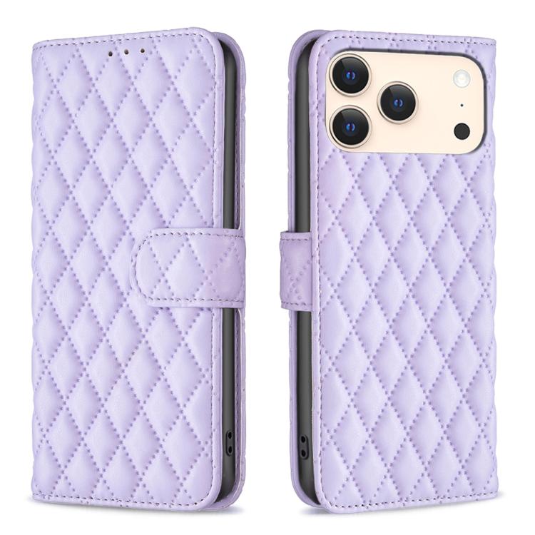 Capa carteira para telemóvel em pele com padrão de losangos e fecho de aba, para iPhone 17e / 16e, para iPhone 17 Pro Max, para iPhone 17 Pro, para iPhone 17, para iPhone Air, para iPhone 16 Pro Max, para iPhone 16 Pro, para iPhone 16 Plus