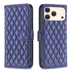 Capa carteira para telemóvel em pele com padrão de losangos e fecho de aba, para iPhone 17e / 16e, para iPhone 17 Pro Max, para iPhone 17 Pro, para iPhone 17, para iPhone Air, para iPhone 16 Pro Max, para iPhone 16 Pro, para iPhone 16 Plus