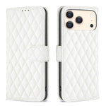 Capa carteira para telemóvel em pele com padrão de losangos e fecho de aba, para iPhone 17e / 16e, para iPhone 17 Pro Max, para iPhone 17 Pro, para iPhone 17, para iPhone Air, para iPhone 16 Pro Max, para iPhone 16 Pro, para iPhone 16 Plus