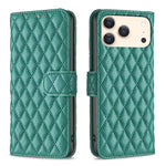Capa carteira para telemóvel em pele com padrão de losangos e fecho de aba, para iPhone 17e / 16e, para iPhone 17 Pro Max, para iPhone 17 Pro, para iPhone 17, para iPhone Air, para iPhone 16 Pro Max, para iPhone 16 Pro, para iPhone 16 Plus