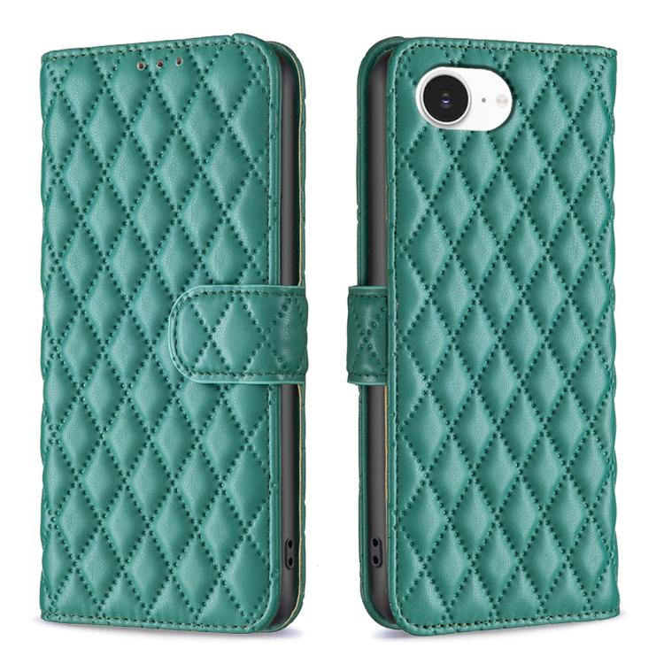 Capa carteira para telemóvel em pele com padrão de losangos e fecho de aba, para iPhone 17e / 16e, para iPhone 17 Pro Max, para iPhone 17 Pro, para iPhone 17, para iPhone Air, para iPhone 16 Pro Max, para iPhone 16 Pro, para iPhone 16 Plus