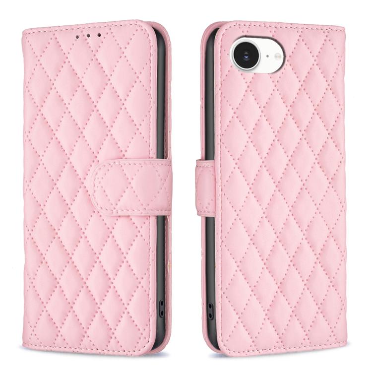 Capa carteira para telemóvel em pele com padrão de losangos e fecho de aba, para iPhone 17e / 16e, para iPhone 17 Pro Max, para iPhone 17 Pro, para iPhone 17, para iPhone Air, para iPhone 16 Pro Max, para iPhone 16 Pro, para iPhone 16 Plus