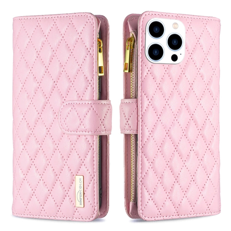 Capa carteira para telemóvel em pele com padrão de losangos, fecho de aba e fecho de correr, para iPhone 17 Pro Max, para iPhone 17 Pro, para iPhone 17, para iPhone Air, para iPhone 16 Pro Max, para iPhone 16 Pro, para iPhone 16 Plus, para iPhone 16