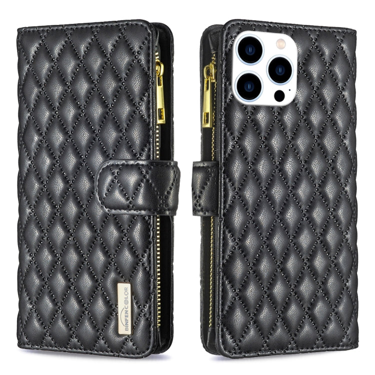 Capa carteira para telemóvel em pele com padrão de losangos, fecho de aba e fecho de correr, para iPhone 17 Pro Max, para iPhone 17 Pro, para iPhone 17, para iPhone Air, para iPhone 16 Pro Max, para iPhone 16 Pro, para iPhone 16 Plus, para iPhone 16