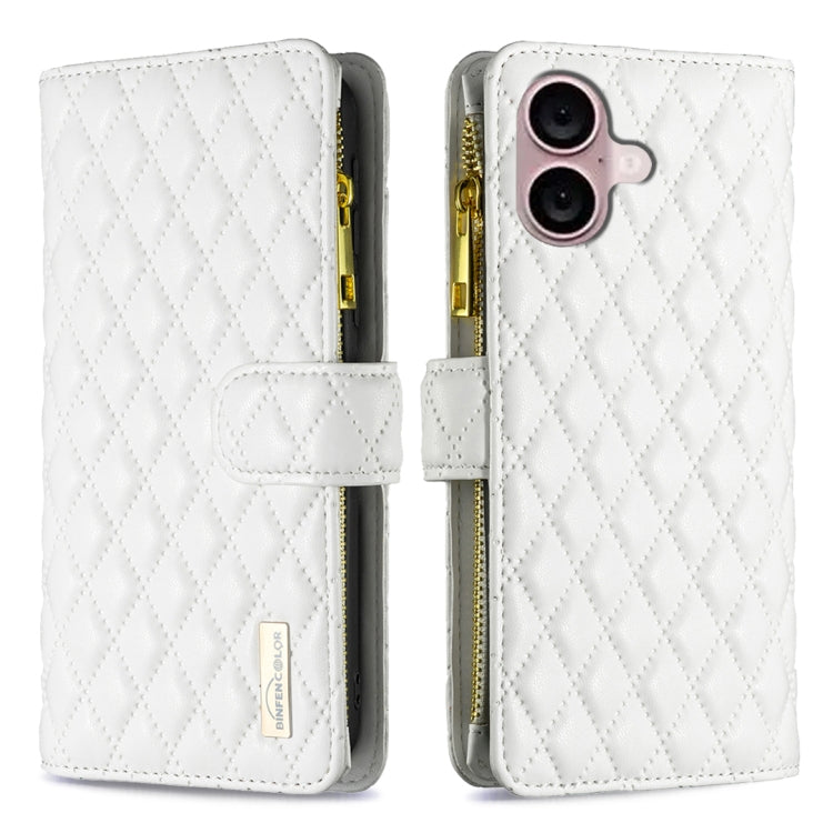Capa carteira para telemóvel em pele com padrão de losangos, fecho de aba e fecho de correr, para iPhone 17 Pro Max, para iPhone 17 Pro, para iPhone 17, para iPhone Air, para iPhone 16 Pro Max, para iPhone 16 Pro, para iPhone 16 Plus, para iPhone 16