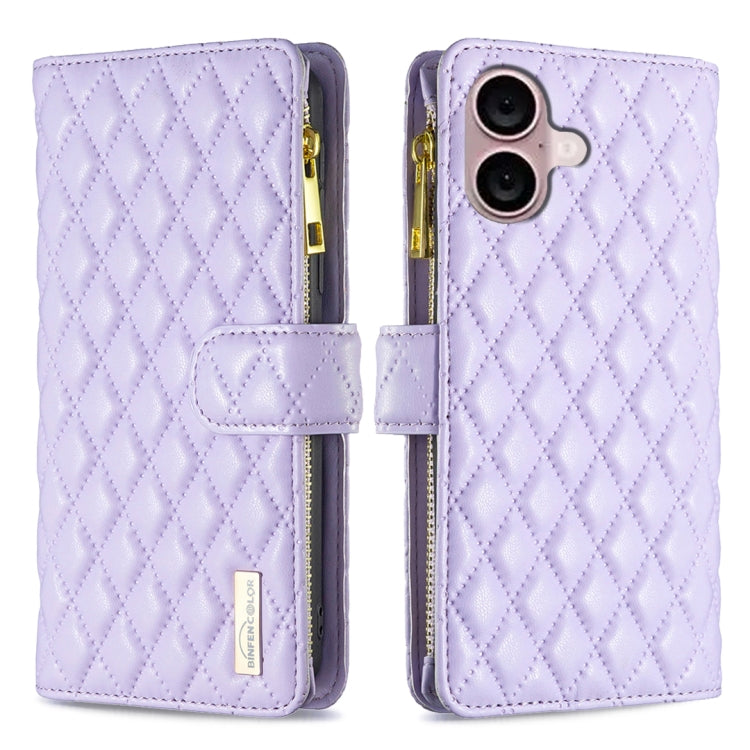 Capa carteira para telemóvel em pele com padrão de losangos, fecho de aba e fecho de correr, para iPhone 17 Pro Max, para iPhone 17 Pro, para iPhone 17, para iPhone Air, para iPhone 16 Pro Max, para iPhone 16 Pro, para iPhone 16 Plus, para iPhone 16