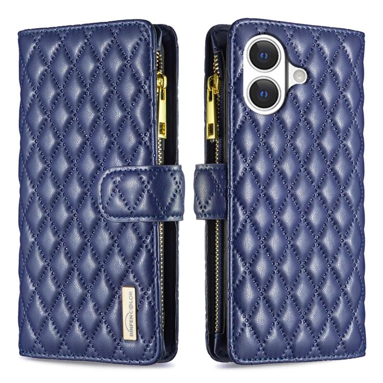 Capa carteira para telemóvel em pele com padrão de losangos, fecho de aba e fecho de correr, para iPhone 17 Pro Max, para iPhone 17 Pro, para iPhone 17, para iPhone Air, para iPhone 16 Pro Max, para iPhone 16 Pro, para iPhone 16 Plus, para iPhone 16