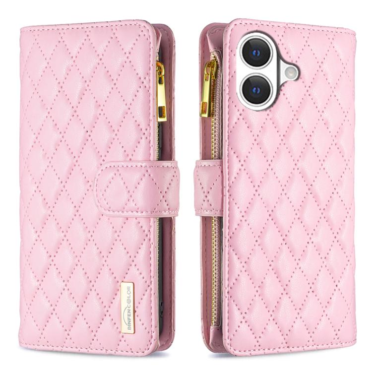 Capa carteira para telemóvel em pele com padrão de losangos, fecho de aba e fecho de correr, para iPhone 17 Pro Max, para iPhone 17 Pro, para iPhone 17, para iPhone Air, para iPhone 16 Pro Max, para iPhone 16 Pro, para iPhone 16 Plus, para iPhone 16