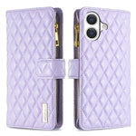 Capa carteira para telemóvel em pele com padrão de losangos, fecho de aba e fecho de correr, para iPhone 17 Pro Max, para iPhone 17 Pro, para iPhone 17, para iPhone Air, para iPhone 16 Pro Max, para iPhone 16 Pro, para iPhone 16 Plus, para iPhone 16