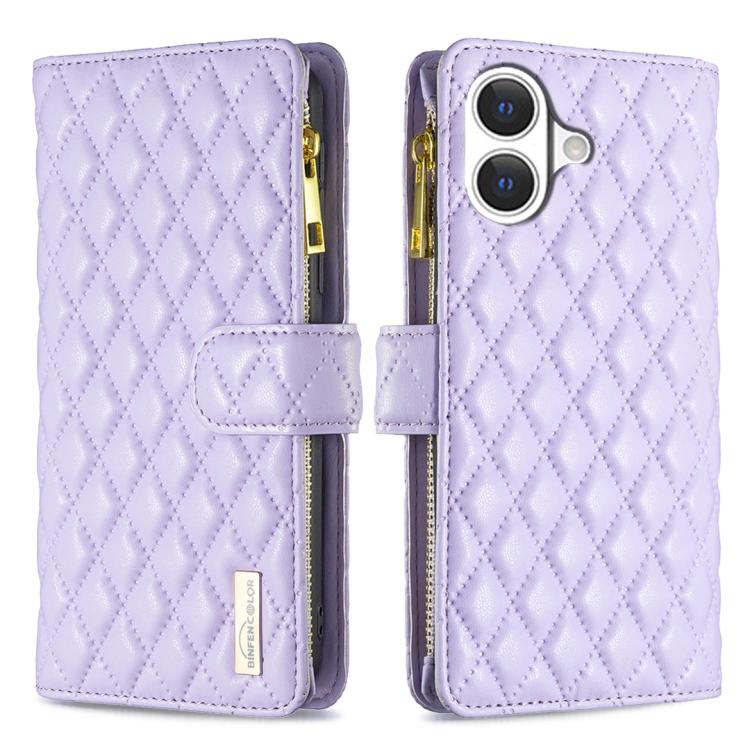 Capa carteira para telemóvel em pele com padrão de losangos, fecho de aba e fecho de correr, para iPhone 17 Pro Max, para iPhone 17 Pro, para iPhone 17, para iPhone Air, para iPhone 16 Pro Max, para iPhone 16 Pro, para iPhone 16 Plus, para iPhone 16