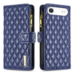 Capa carteira para telemóvel em pele com padrão de losangos, fecho de aba e fecho de correr, para iPhone 17 Pro Max, para iPhone 17 Pro, para iPhone 17, para iPhone Air, para iPhone 16 Pro Max, para iPhone 16 Pro, para iPhone 16 Plus, para iPhone 16