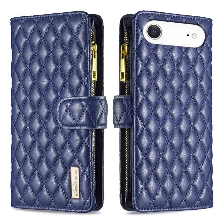 Capa carteira para telemóvel em pele com padrão de losangos, fecho de aba e fecho de correr, para iPhone 17 Pro Max, para iPhone 17 Pro, para iPhone 17, para iPhone Air, para iPhone 16 Pro Max, para iPhone 16 Pro, para iPhone 16 Plus, para iPhone 16