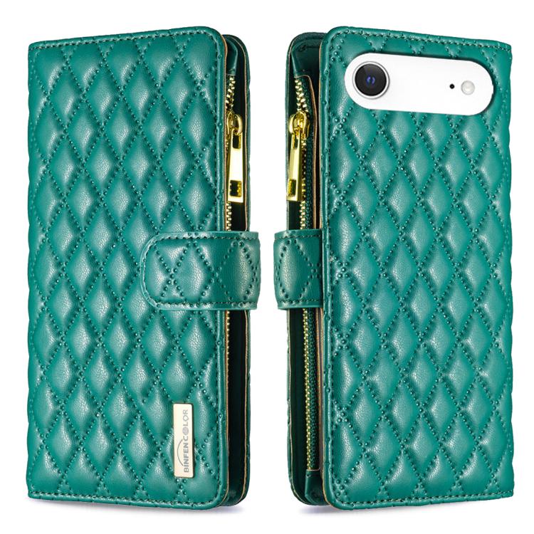Capa carteira para telemóvel em pele com padrão de losangos, fecho de aba e fecho de correr, para iPhone 17 Pro Max, para iPhone 17 Pro, para iPhone 17, para iPhone Air, para iPhone 16 Pro Max, para iPhone 16 Pro, para iPhone 16 Plus, para iPhone 16