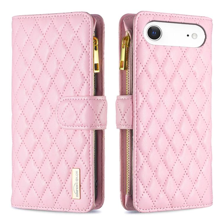 Capa carteira para telemóvel em pele com padrão de losangos, fecho de aba e fecho de correr, para iPhone 17 Pro Max, para iPhone 17 Pro, para iPhone 17, para iPhone Air, para iPhone 16 Pro Max, para iPhone 16 Pro, para iPhone 16 Plus, para iPhone 16