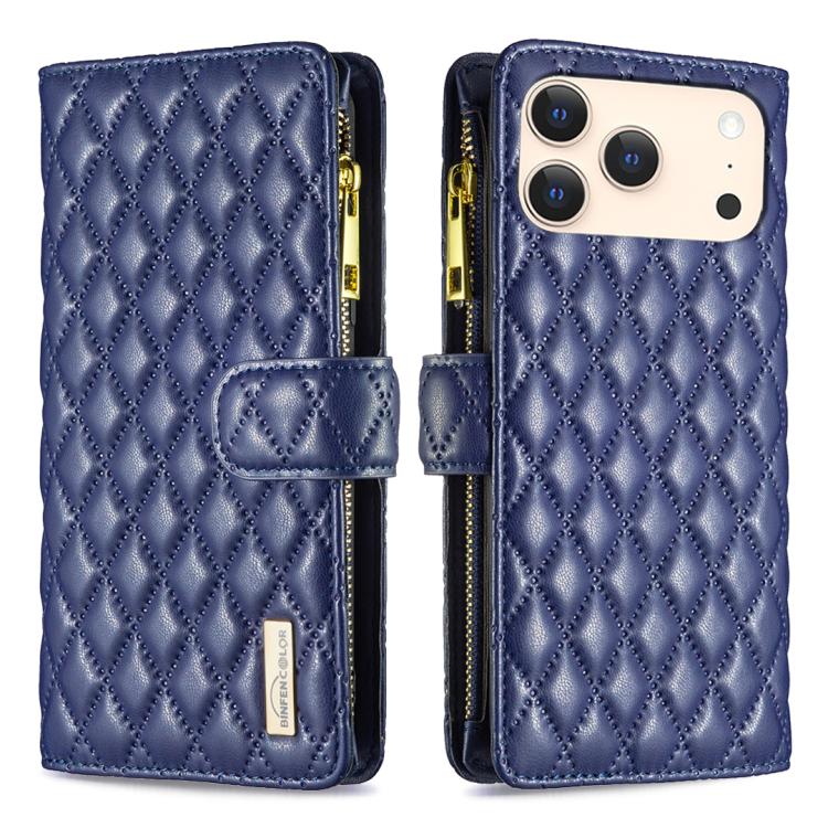 Capa carteira para telemóvel em pele com padrão de losangos, fecho de aba e fecho de correr, para iPhone 17 Pro Max, para iPhone 17 Pro, para iPhone 17, para iPhone Air, para iPhone 16 Pro Max, para iPhone 16 Pro, para iPhone 16 Plus, para iPhone 16
