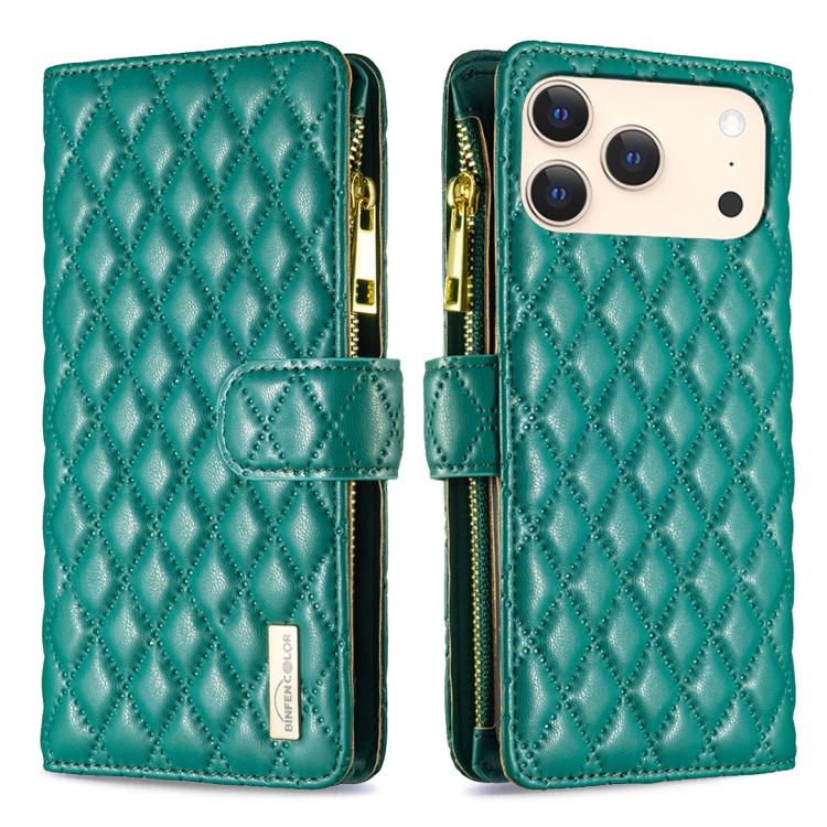 Capa carteira para telemóvel em pele com padrão de losangos, fecho de aba e fecho de correr, para iPhone 17 Pro Max, para iPhone 17 Pro, para iPhone 17, para iPhone Air, para iPhone 16 Pro Max, para iPhone 16 Pro, para iPhone 16 Plus, para iPhone 16
