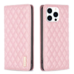 Capa para telemóvel em pele magnética com padrão de losangos e fecho de aba, para iPhone 17 Pro Max, para iPhone 17 Pro, para iPhone 17, para iPhone Air, para iPhone 16 Pro Max, para iPhone 16 Pro, para iPhone 16 Plus, para iPhone 16