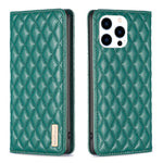 Capa para telemóvel em pele magnética com padrão de losangos e fecho de aba, para iPhone 17 Pro Max, para iPhone 17 Pro, para iPhone 17, para iPhone Air, para iPhone 16 Pro Max, para iPhone 16 Pro, para iPhone 16 Plus, para iPhone 16