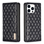 Capa para telemóvel em pele magnética com padrão de losangos e fecho de aba, para iPhone 17 Pro Max, para iPhone 17 Pro, para iPhone 17, para iPhone Air, para iPhone 16 Pro Max, para iPhone 16 Pro, para iPhone 16 Plus, para iPhone 16