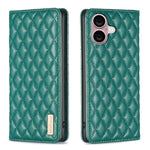 Capa para telemóvel em pele magnética com padrão de losangos e fecho de aba, para iPhone 17 Pro Max, para iPhone 17 Pro, para iPhone 17, para iPhone Air, para iPhone 16 Pro Max, para iPhone 16 Pro, para iPhone 16 Plus, para iPhone 16