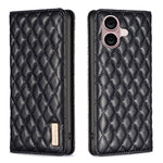 Capa para telemóvel em pele magnética com padrão de losangos e fecho de aba, para iPhone 17 Pro Max, para iPhone 17 Pro, para iPhone 17, para iPhone Air, para iPhone 16 Pro Max, para iPhone 16 Pro, para iPhone 16 Plus, para iPhone 16