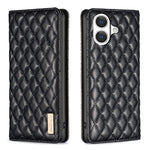 Capa para telemóvel em pele magnética com padrão de losangos e fecho de aba, para iPhone 17 Pro Max, para iPhone 17 Pro, para iPhone 17, para iPhone Air, para iPhone 16 Pro Max, para iPhone 16 Pro, para iPhone 16 Plus, para iPhone 16