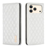 Capa para telemóvel em pele magnética com padrão de losangos e fecho de aba, para iPhone 17 Pro Max, para iPhone 17 Pro, para iPhone 17, para iPhone Air, para iPhone 16 Pro Max, para iPhone 16 Pro, para iPhone 16 Plus, para iPhone 16