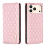 Capa para telemóvel em pele magnética com padrão de losangos e fecho de aba, para iPhone 17 Pro Max, para iPhone 17 Pro, para iPhone 17, para iPhone Air, para iPhone 16 Pro Max, para iPhone 16 Pro, para iPhone 16 Plus, para iPhone 16
