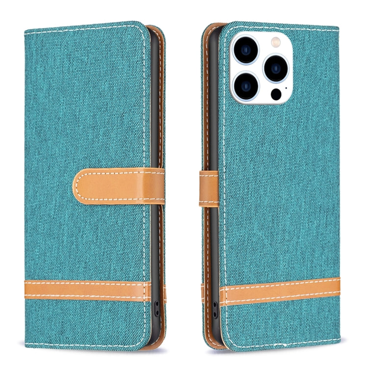 Color Block Denim Texture Leather Phone Case, For iPhone 15 Pro, For iPhone 15 Plus, For iPhone 15