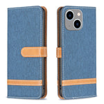 Color Block Denim Texture Leather Phone Case, For iPhone 15 Pro, For iPhone 15 Plus, For iPhone 15