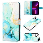 Capa para telemóvel em pele com padrão de mármore PT003 e fecho de aba, para iPhone 15 Pro Max, para iPhone 15 Pro, para iPhone 15 Plus, para iPhone 15, para iPod Touch 7 / 6 / 5