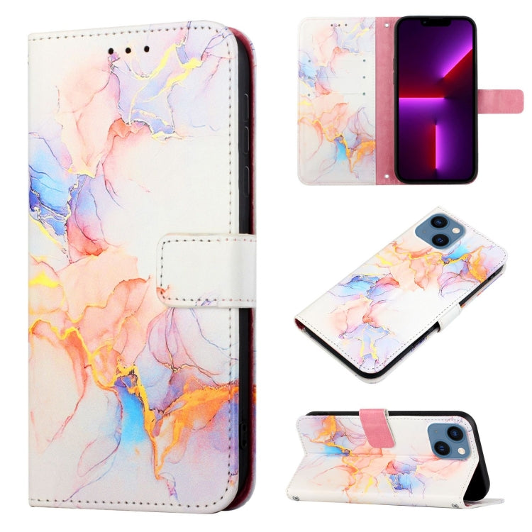 Capa para telemóvel em pele com padrão de mármore PT003 e fecho de aba, para iPhone 15 Pro Max, para iPhone 15 Pro, para iPhone 15 Plus, para iPhone 15, para iPod Touch 7 / 6 / 5