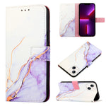 Capa para telemóvel em pele com padrão de mármore PT003 e fecho de aba, para iPhone 15 Pro Max, para iPhone 15 Pro, para iPhone 15 Plus, para iPhone 15, para iPod Touch 7 / 6 / 5