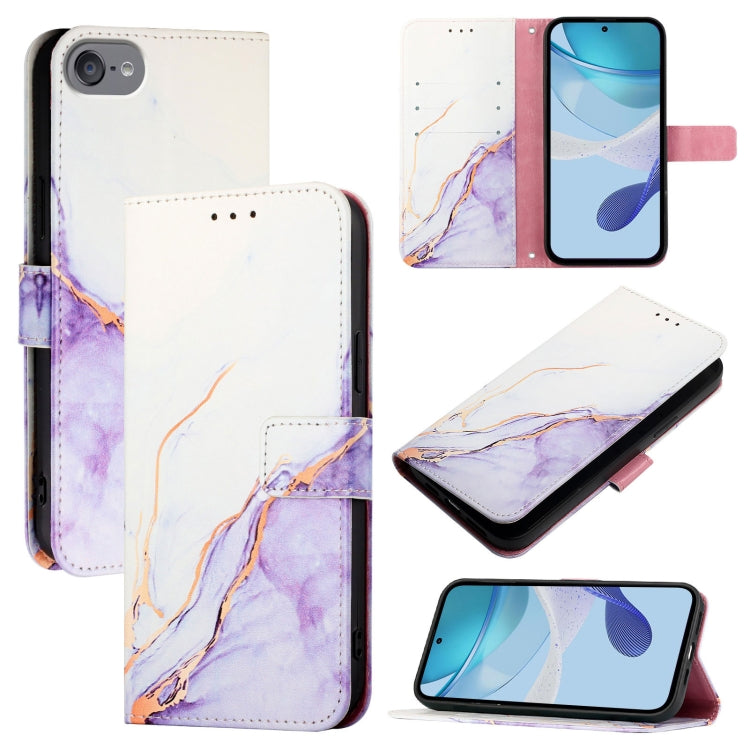 Capa para telemóvel em pele com padrão de mármore PT003 e fecho de aba, para iPhone 15 Pro Max, para iPhone 15 Pro, para iPhone 15 Plus, para iPhone 15, para iPod Touch 7 / 6 / 5