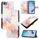 Capa para telemóvel em pele com padrão de mármore PT003 e fecho de aba, para iPhone 15 Pro Max, para iPhone 15 Pro, para iPhone 15 Plus, para iPhone 15, para iPod Touch 7 / 6 / 5