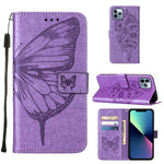 Capa de telemóvel em pele com borboleta em relevo, para iPhone 16 Pro, para iPhone 16 Plus, para iPhone 16, para iPhone 15 Pro Max, para iPhone 15 Pro, para iPhone 15 Plus